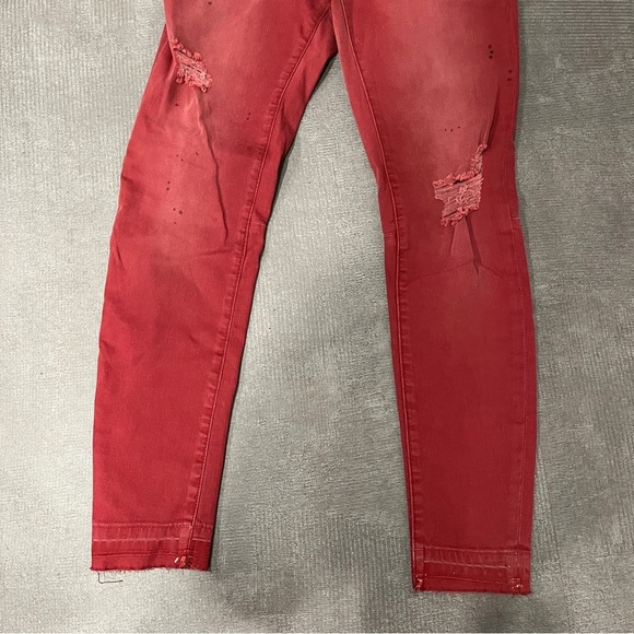 Free People Red‎ Ankle Saddle Skinny Distressed Jeans Size 28 - Picture 3 of 7